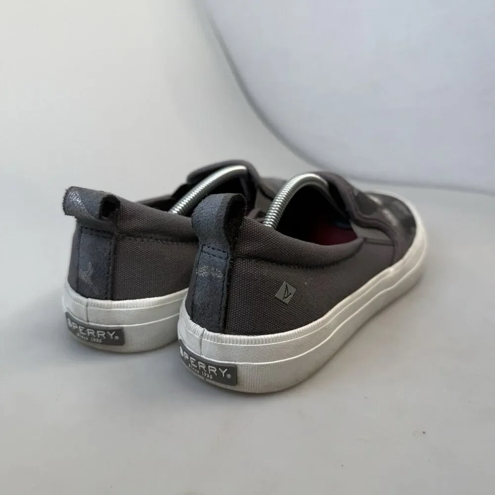 Sperry Crest Twin Gore Womens 9M Silver Blue Metallic Camo Sneakers EUC